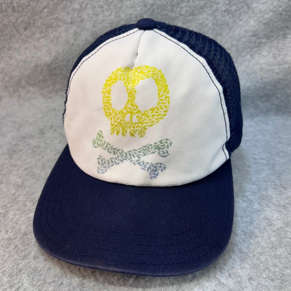 Skull Crossbones Kids Navy Blue Unbranded Trucker Hat Snapback Mesh OSFM